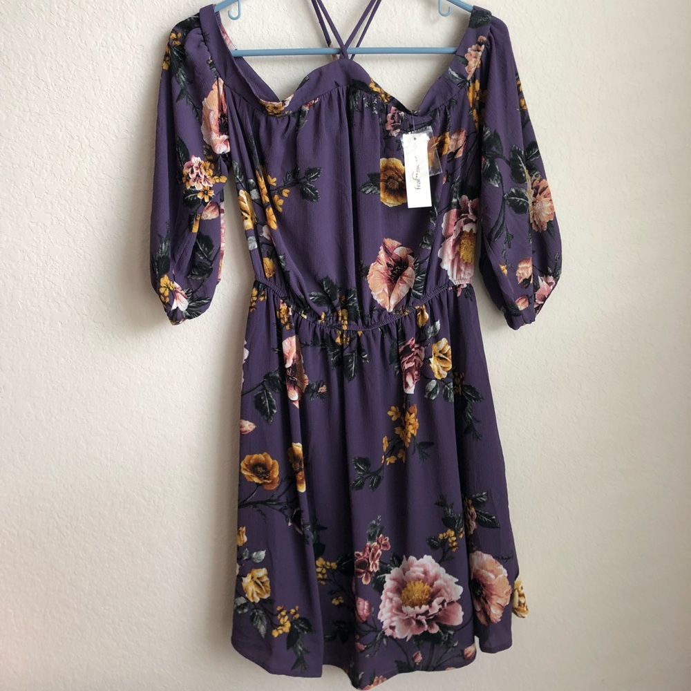 Purple flower print Francesca’s Dress